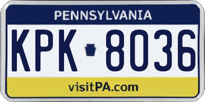 PA license plate KPK8036
