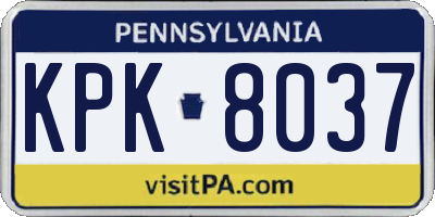 PA license plate KPK8037