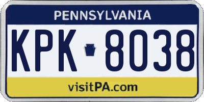 PA license plate KPK8038