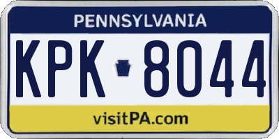 PA license plate KPK8044