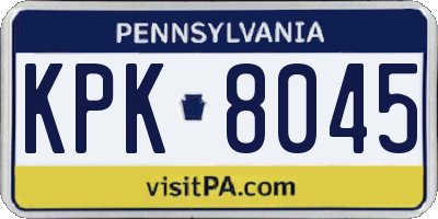 PA license plate KPK8045