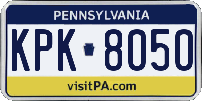 PA license plate KPK8050