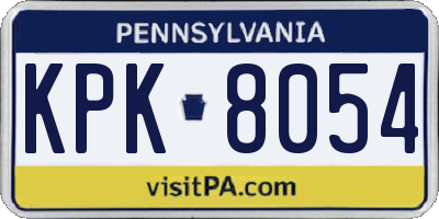 PA license plate KPK8054
