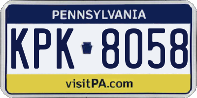 PA license plate KPK8058