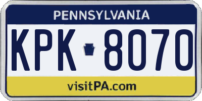 PA license plate KPK8070