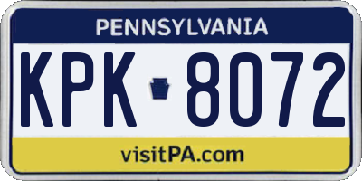 PA license plate KPK8072