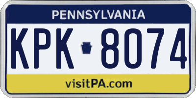 PA license plate KPK8074