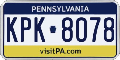 PA license plate KPK8078