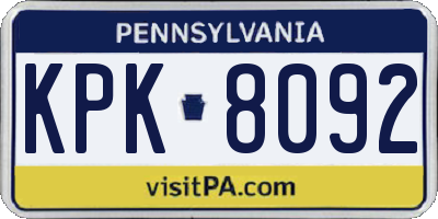 PA license plate KPK8092