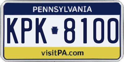 PA license plate KPK8100