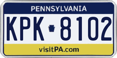 PA license plate KPK8102