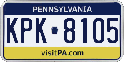 PA license plate KPK8105