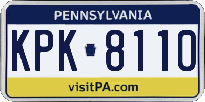 PA license plate KPK8110