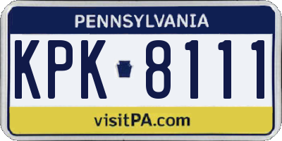 PA license plate KPK8111
