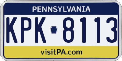 PA license plate KPK8113