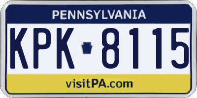 PA license plate KPK8115