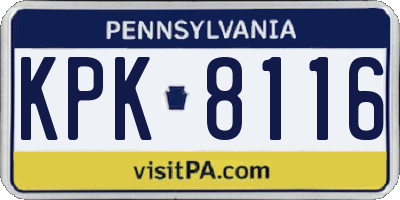 PA license plate KPK8116