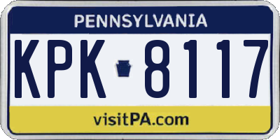 PA license plate KPK8117