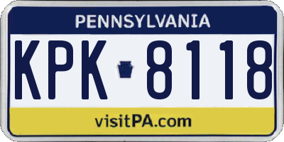PA license plate KPK8118