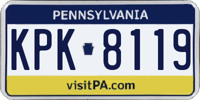 PA license plate KPK8119