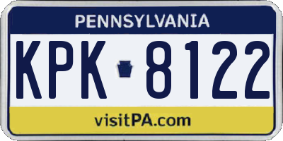 PA license plate KPK8122