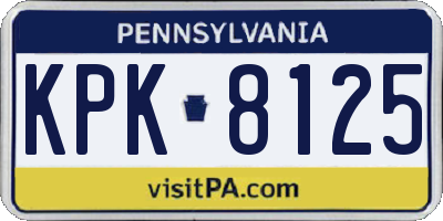 PA license plate KPK8125