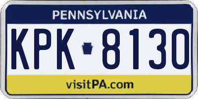 PA license plate KPK8130