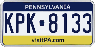 PA license plate KPK8133