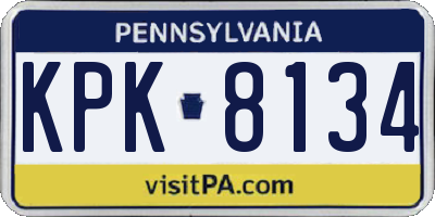 PA license plate KPK8134