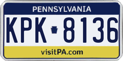 PA license plate KPK8136