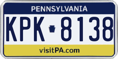 PA license plate KPK8138