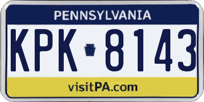PA license plate KPK8143