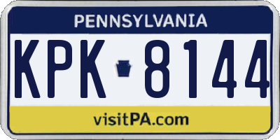 PA license plate KPK8144