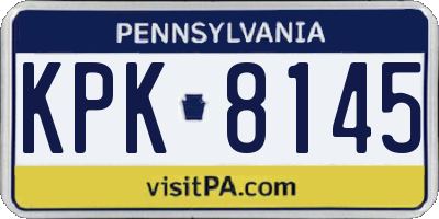 PA license plate KPK8145