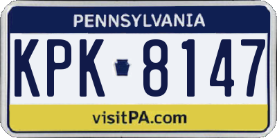 PA license plate KPK8147