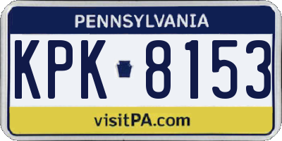 PA license plate KPK8153