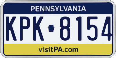 PA license plate KPK8154