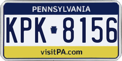 PA license plate KPK8156