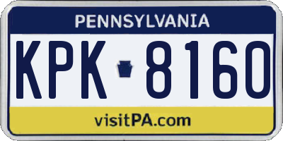 PA license plate KPK8160