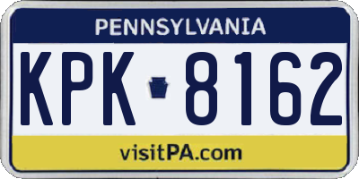 PA license plate KPK8162