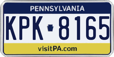 PA license plate KPK8165