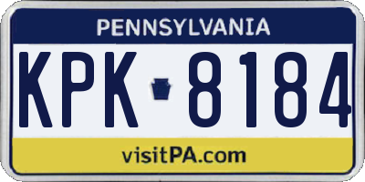 PA license plate KPK8184