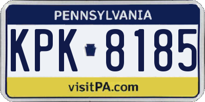 PA license plate KPK8185