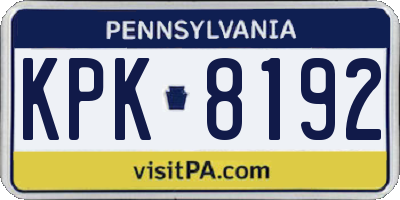 PA license plate KPK8192