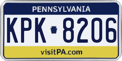 PA license plate KPK8206