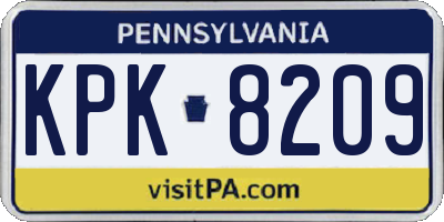 PA license plate KPK8209