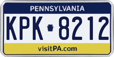 PA license plate KPK8212