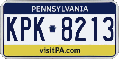 PA license plate KPK8213