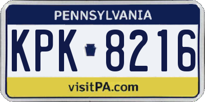 PA license plate KPK8216