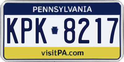 PA license plate KPK8217